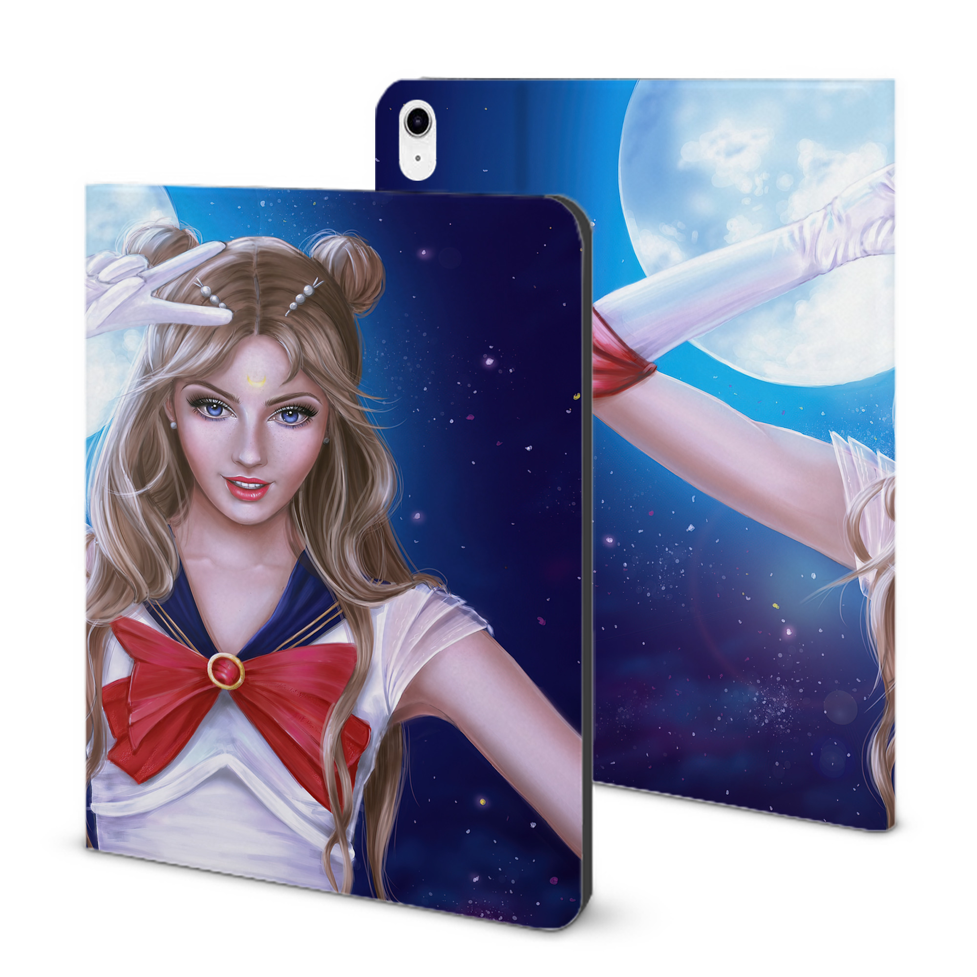 （画像用） 美少女戦士セーラームーン Sailor Moon IPad ケース ブック型 PUレザー TPU 耐衝撃 軽量 薄型 ペン収納なし 全面保護 IPad 各モデル対応